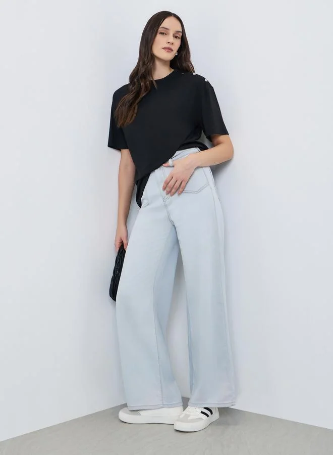 ستايلي بنطال جينز بأرجل واسعة